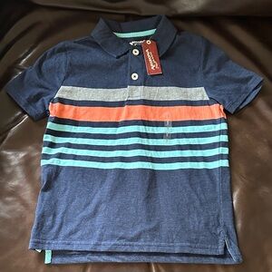 NWT Arizona Jean Co. Navy Blue Striped Polo